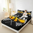 thumbnail image 2 of Feelyou Boys Racing Car Queen Sheet Sets, Orange Automobile Sports Flat Sheet, Checkered Flag Queen Fitted Sheet, Ultra Soft Home Decor,4 Pieces, 2 of 7