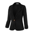 thumbnail image 2 of Doublju Women's Casual One Button Blazer with Shirring Long Sleeve, 2 of 4