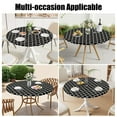 thumbnail image 6 of decorUhome Fitted Vinyl Tablecloth Round 36"-44" Diameter, Waterproof Wipeable PVC Table Cover, Moroccan, Black, For Indoor or Outdoor, 6 of 8