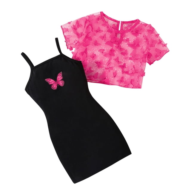 Birdeem Ensemble de Deux Pièces pour Filles, Veste en Maille Décontractée d'Été, Robe Imprimée