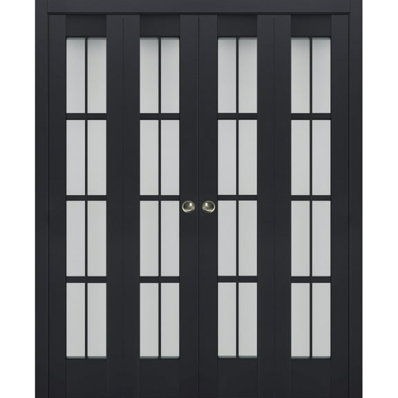 Sliding Closet Double Bi-fold Doors | Veregio 7412 Antracite with Frosted Glass