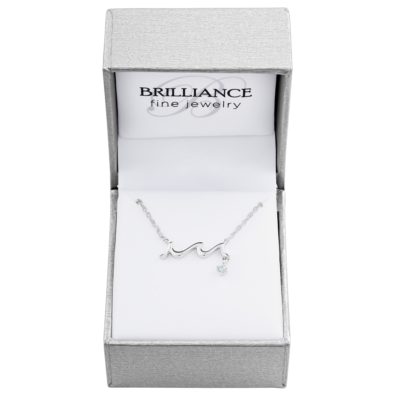 Brilliance Fine Jewelry Sterling Silver and Genuine Diamond Accent Wave Necklace