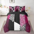 thumbnail image 2 of jejeloiu Zebra Stripe 7-Piece Bedding Comforter Set,Pink White Black King Bedding Sets For Adults Reversible, 2 of 8