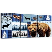 Hieng Kids Bear Canvas Wall Art for Living Room Bedroom Wild Animal Hunting Picture Wall Decor Girls Cabin Wall Painting Posters and Prints Western Rustic Farmhouse Bathroom Wall Art Unframed