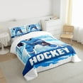 thumbnail image 3 of Manfei Eat Sleep Sports Queen Comforter Set for Teens, Cartoon Ice Hockey Bedding Sets, American Sports Theme Reversible Bedding Comforter Set, Super Cozy Room Decor, 3pcs, 3 of 8
