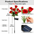 thumbnail image 3 of Rirool 2-Pack Red Solar Rose Flower Garden Stake Lights, 7 Heads Outdoor Waterproof Decorative Lights with 8 Modes, Auto On/Off Warm White LED for Yard Lawn Patio Pathway Decor, 3 of 8