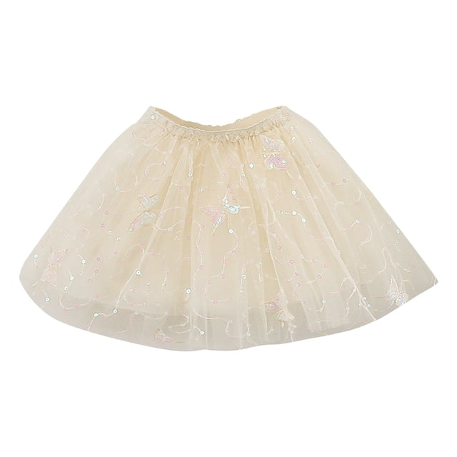 HXWCHs Robe Décontractée pour Filles Robe Tutu Superposée pour Filles avec Ourlet à Volants pour l'Été Tenue Décontractée Beige 9-10 Ans