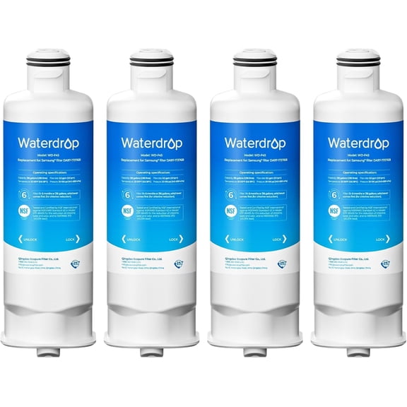 Waterdrop DA97-17376B Replacement for Samsung® HAF-QIN/EXP, DA97-08006C, RF28R7201SR, RF28R7351SG, WD-F45, Refrigerator Water Filter, 4 Filters