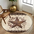 thumbnail image 2 of Round Rug 7Ft Washable Non-Slip, Texas Star Vintage Circle Area Rugs for Living Room Bedroom, Brown Retro Art Red Berry Farmhouse Indoor Floor Mats Carpet Runner for Home Decor Aesthetic, 2 of 8