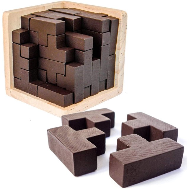 Rompecabezas de madera 3D Yuxing cubo de 54 piezas en forma de T juguete educativo para niños y adultos