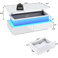thumbnail image 2 of Blotout LED Lift Top Coffee Table with 2 Storage Drawer, 43.3" Modern High Glossy Coffee Tables with Led Lights and Open Display Shelf, 2-Tier Rectangle Center Table for Living Room,White, 2 of 8