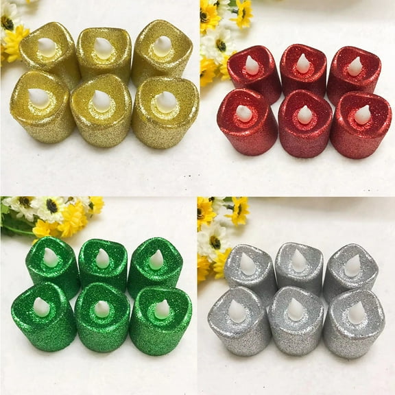 Flameless Wishing Candle Lights,24 Pack Battery Powered Gold Glitter Twinkling Fake LED Tea Candle Lights for Wedding Centerpieces,Tables,Anniversary,Outdoor,Christmas Decorations