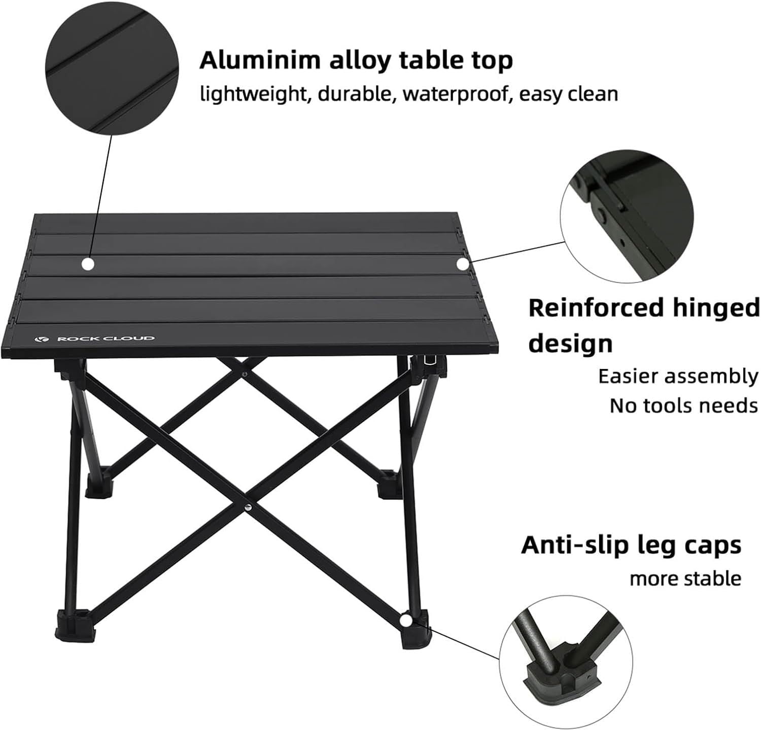 Ultralight Folding Camping Table, Aerospace Aluminum Backpacking Table with Detachable 600D Poly Storage Bag, Upgraded Nylon Hinges Supports 60 LBS for Hiking Fishing Picnic Beach