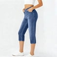 thumbnail image 4 of uublik Pants Capris for Women Stretchy Stretchy Pants Pull On Jeggings High Waisted Denim Leggings Casual Pants with Pockets, Navy, 4 of 6