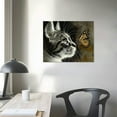 thumbnail image 4 of Orinice  Black-White Cat &amp; Butterfly Gray Colored Animal Oil Painting Wall Art, Unframed Printed Canvas Painting, For Restaurant Decor20''X16'' 16x12in, 4 of 6