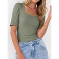 thumbnail image 4 of ANRABESS Womens Scoop Neck Tops Half Sleeve Ribbed Knit Slim Fitted T Shirts Summer Casual Basic Tee Going Out Shirts, 4 of 10