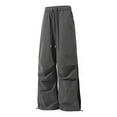 thumbnail image 4 of CHEEREAM Baggy Cargo Pants Men Wide Leg Casual Parachute Pants Jogger Drawstring Hiking Hip Hop Pants with Pocket Army Green XL, 4 of 5