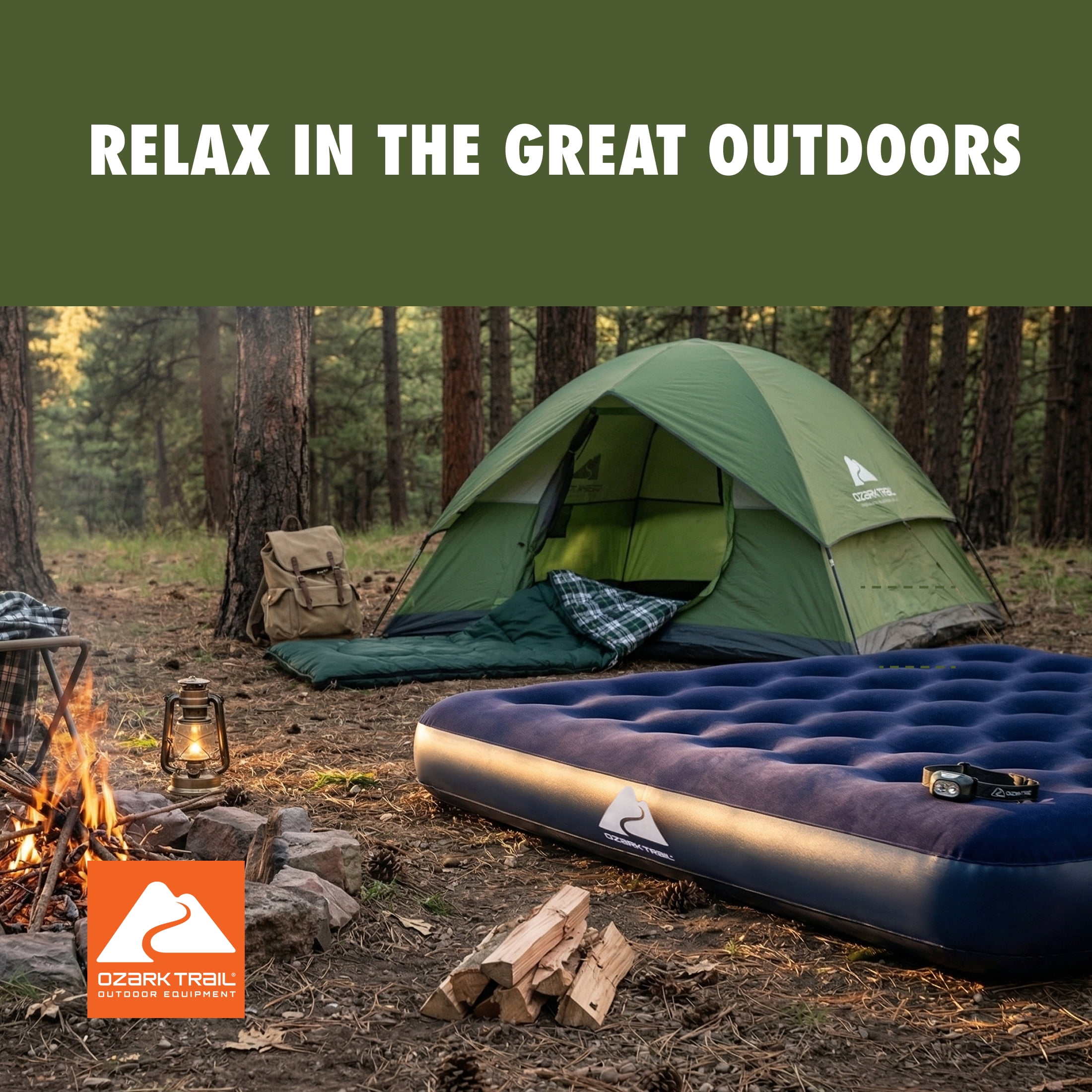Ozark Trail Full Air Mattress, 10 inch Air Bed, Inflatable Air Mattress, Blow Up Mattress without Pump