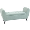 thumbnail image 1 of HOMCOM Upholstered Storage Bench, Modern Ottoman Bench with Arms, Green, 1 of 10
