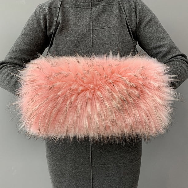 Guantes de pelo de mapache gruesos para invierno, calentadores de manos de piel sintética de felpa, fundas de almohada cálidas para calentar las manos, fundas para jaulas de manos, fundas cálidas