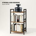 thumbnail image 4 of Bookshelf, 3 Tier Industrial Bookcase, Metal Small Bookcase, Rustic Etagere Book Shelf Storage Organizer for Living Room, Bedroom, and Home Office(Rustic Brown), 4 of 9