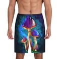 thumbnail image 2 of Rocae Magic Mushrooms ,Fireflies for Men's Soft Sleep Pajama Shorts, Waistband and Pockets, 2 of 9