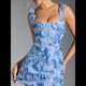 thumbnail image 4 of Vestido Floral 3D de Verano para Mujer, Sin Mangas, Estilo Cóctel, para Fiesta, Corto, 2025 Azul XL, 4 of 7