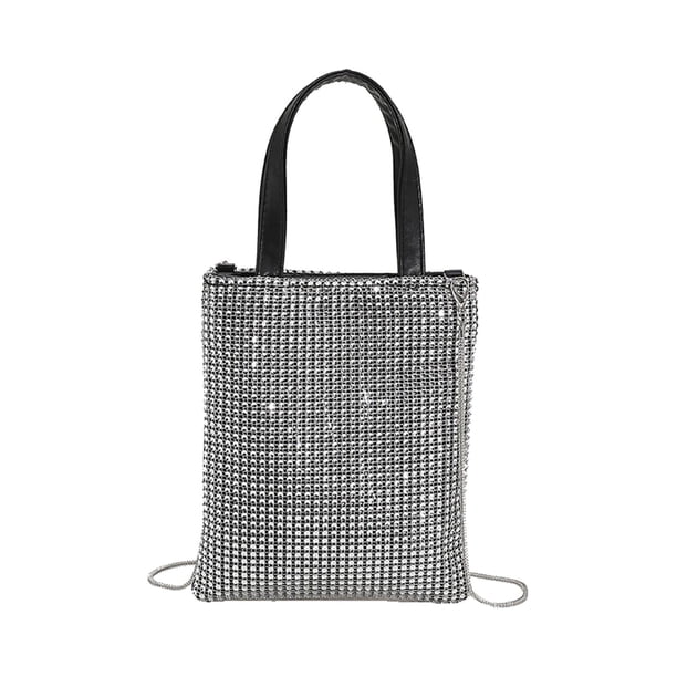Bolso Hombro Con Diamantes Imitación para Mujer Bolso Mano Bolso Mensajero Con Cadena (negro)