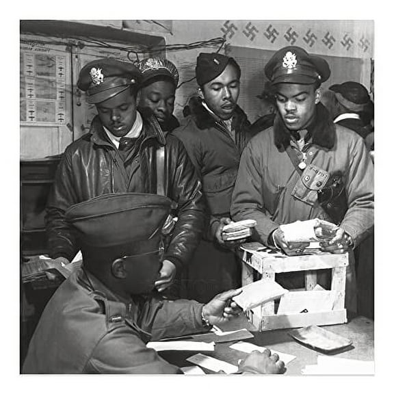 HISTORIX Vintage 1945 Tuskegee Airmen Photo Print - 10x10 Inch Vintage Photo of Escape Kits Cyanide Distributed to Fighter Pilots World War II Poster