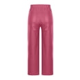 thumbnail image 4 of XAOFW Women's Casual Pants Solid Color Elastic Waist Shiny Leather Trousers Wide Leg Pant With Pockets Leisure Activities Baggy Comfortable Trouser, 4 of 8