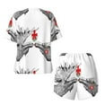 thumbnail image 5 of Naloa Moose Kissing Under Mistletoe Women's Short-Sleeved Pajama Set, Loungewear, Summer pajamas, Breathable Cozy - X-Large, 5 of 9