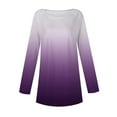 thumbnail image 5 of kytmyeq Women's Casual Plus SizeLong Sleeved Round Neck Gradient Printing T-shirt Top Pullover, 5 of 5