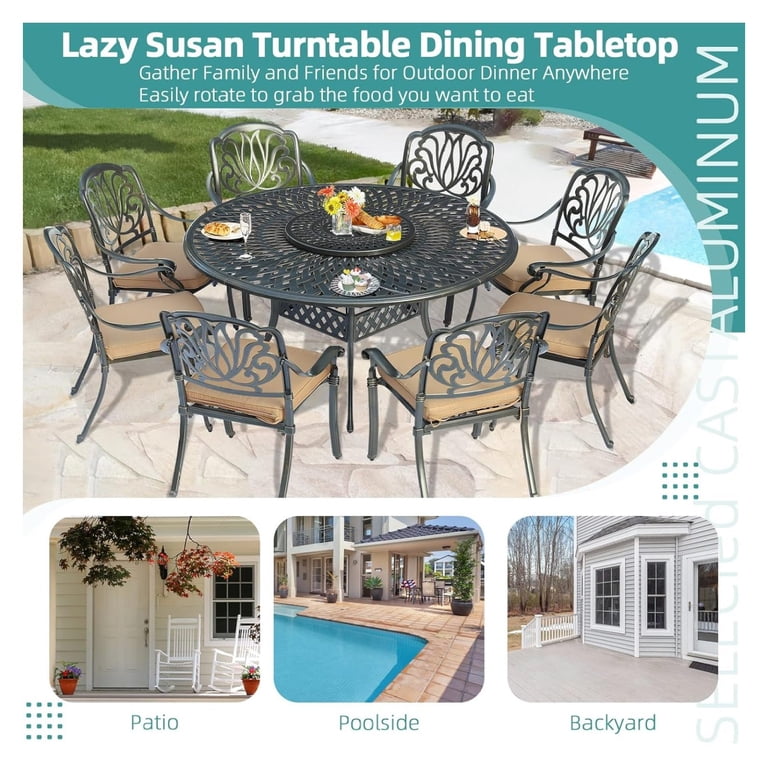 lazy susan for patio umbrella Outdoor Fire Pit or Table Furniture natural teak construction ensures a long lasting and durable product while the high oil content is naturally resistant to the outdoor elements Patio Store. Royal Tahiti Outdoor