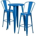 thumbnail image 2 of Flash Furniture Commercial Grade 24" Round Blue Metal Indoor-Outdoor Bar Table Set with 2 Cafe Stools, 2 of 5