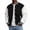 Black, variant on Mens Fleece Varsity Jacket Casual Knit Stand Collar Snap Front Baseball Style Outerwear Ribbed Trim Regular Fit Black L