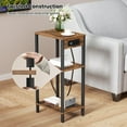 thumbnail image 4 of fyigbion Tall End  with Charging Station and USB Ports  3 Tier Narrow Side  with Storage  Skinny Nightstand with Outlets for Bedroom  Living Room    Black, 4 of 6