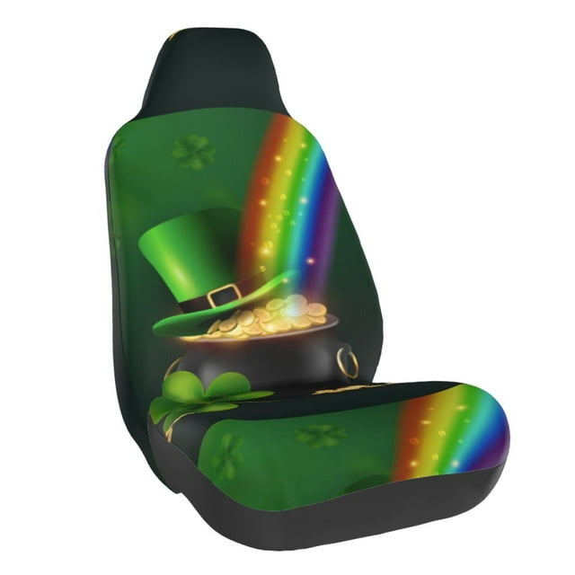 Wukai St. Patrick's Day4 Full Set Car Seat Covers with Soft Padding Universal Auto Front Seats Protector and Cushion Mat