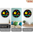 thumbnail image 4 of 10-inch 2D flat "Pixel Game" theme wooden circular silent wall clock, suitable for modern home art decoration, wall decoration, it is an ideal gift for festivals and birthdays, 4 of 7