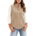 thumbnail image 2 of hoksml Women's Fleece Stand Collar Vest, Zip Up Sleeveless Loose Casual Layering Gilet for Spring Fall Winter, 2 of 7