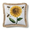 Better Homes & Gardens 19" x 19" Square, Sunflower Outdoor Toss Pillow, Natural, Single Pillow