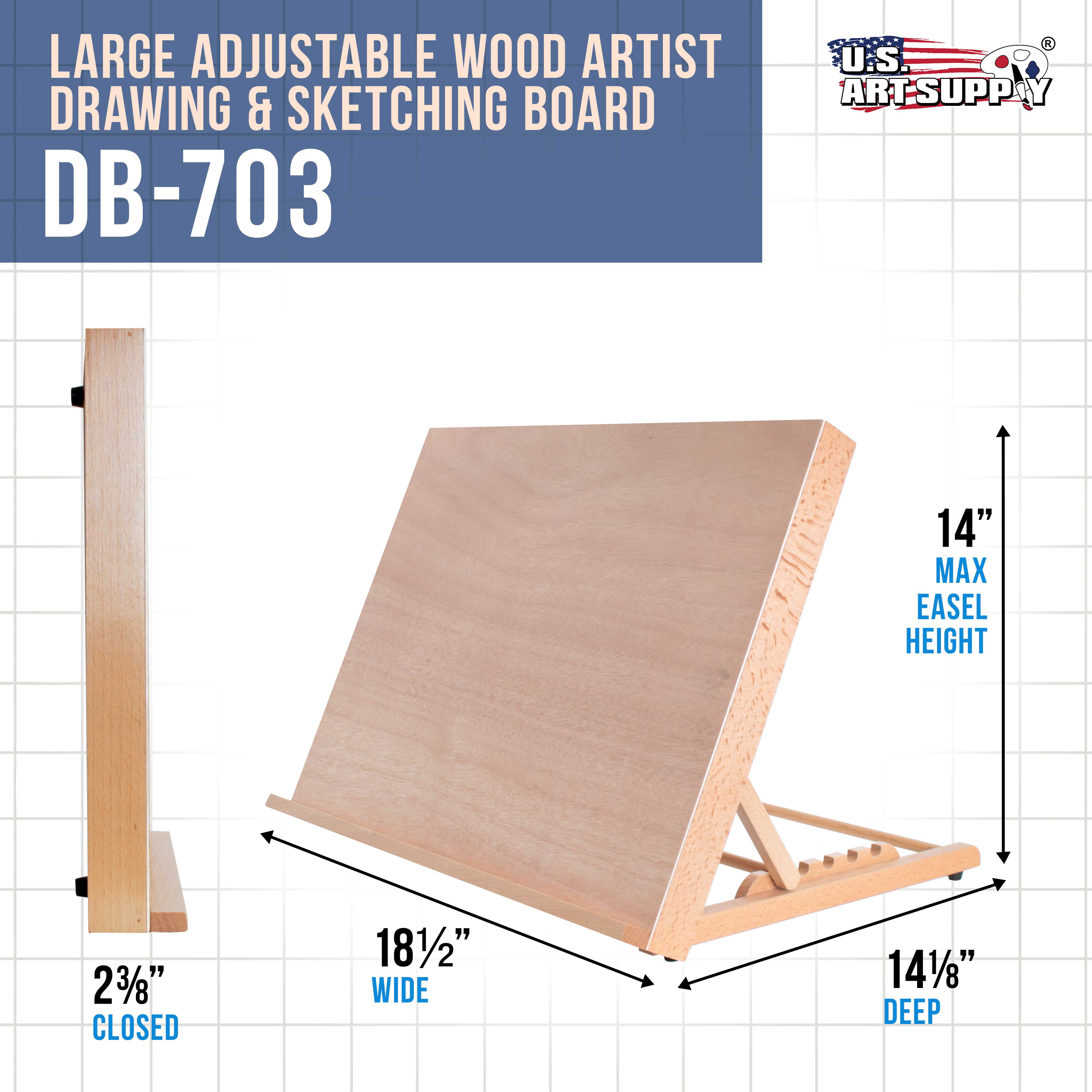 US Art Supply X-Large 25-5/8 Wide x 19 Tall (A2) Artist Adjustable Wood  Drawing Board