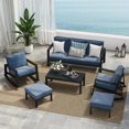 thumbnail image 2 of Superjoe Aluminum Outdoor Patio Furniture Set, 5-Piece Metal Patio Conversation Furniture Set with Ottomans, Water-Resistant Furniture Set for Porch Backyard Poolside Garden, Blue, 2 of 9