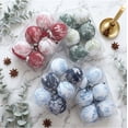 thumbnail image 6 of Christmas Ornaments 6 Pcs Toile Print Fabric Wrapped Christmas Balls, Vintage Chinoiserie Xmas Tree Decorations With Velvet Ribbon for Garland Wreath Mantel Holiday Decor 3 inch A, 6 of 9