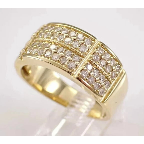 2Ct Round Cut Simulated Diamond Cluster Men's Wedding Ring 14K Yellow Gold Plated Silver