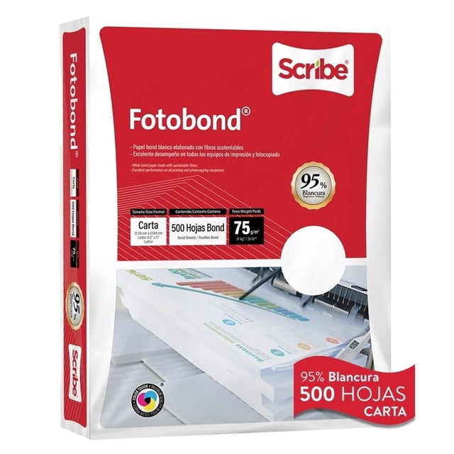 Paquete de Hojas Blancas Scribe Fotobond Tamaño Carta 500 Hojas
