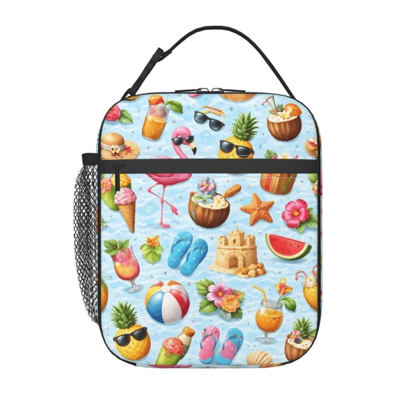 Summer Flamingo Lunch Bag Portable Thermal Lunch Box for Men and Women