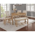 thumbnail image 2 of Natural Rustic Wood 6pc Dining Set in Counterheight with Beige Linen Chairs, 2 of 5