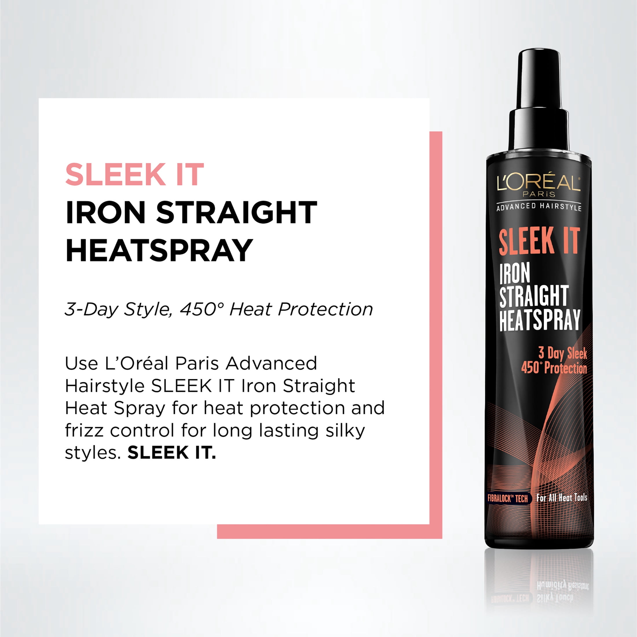 (6 pack) L'Oreal Paris Advanced Hairstyle SLEEK IT Iron Straight Heat Spray, Anti-Frizz, 5.7 fl oz
