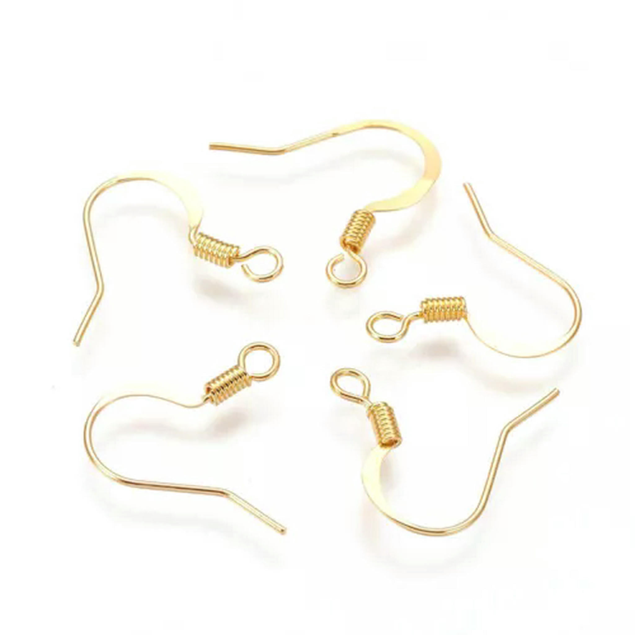 U8MO 1000pcs Brass Earring Hooks Flat French Earwire Nickel Free Hang Loop Craft 15mm-Gold