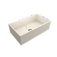 thumbnail image 2 of BOCCHI Contempo Apron Front Fireclay 33 in. Single Bowl Kitchen Sink with Protective Bottom Grid and Strainer in Biscuit, 2 of 6